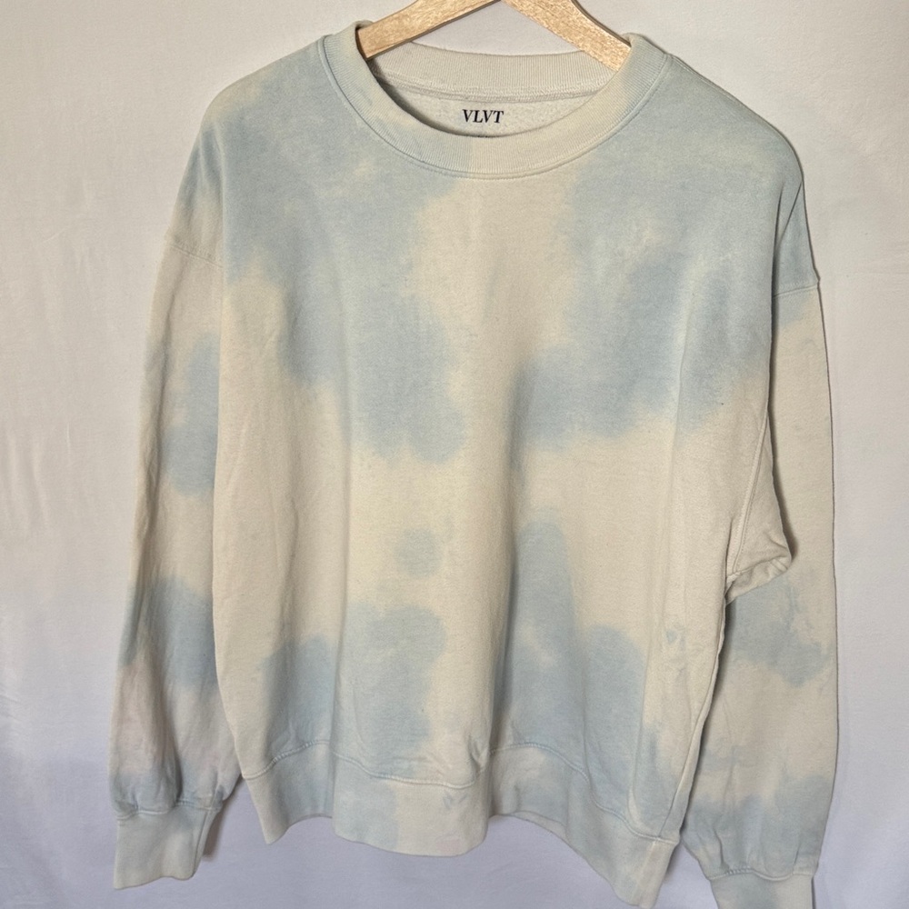 Velvet Cream and Light Blue Tie-Dye Pullover